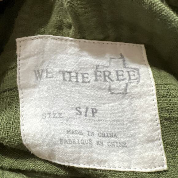 We The Free People Button Tunic Army Green Cotton Gauze Oversized Women Size SP - Picture 11 of 14